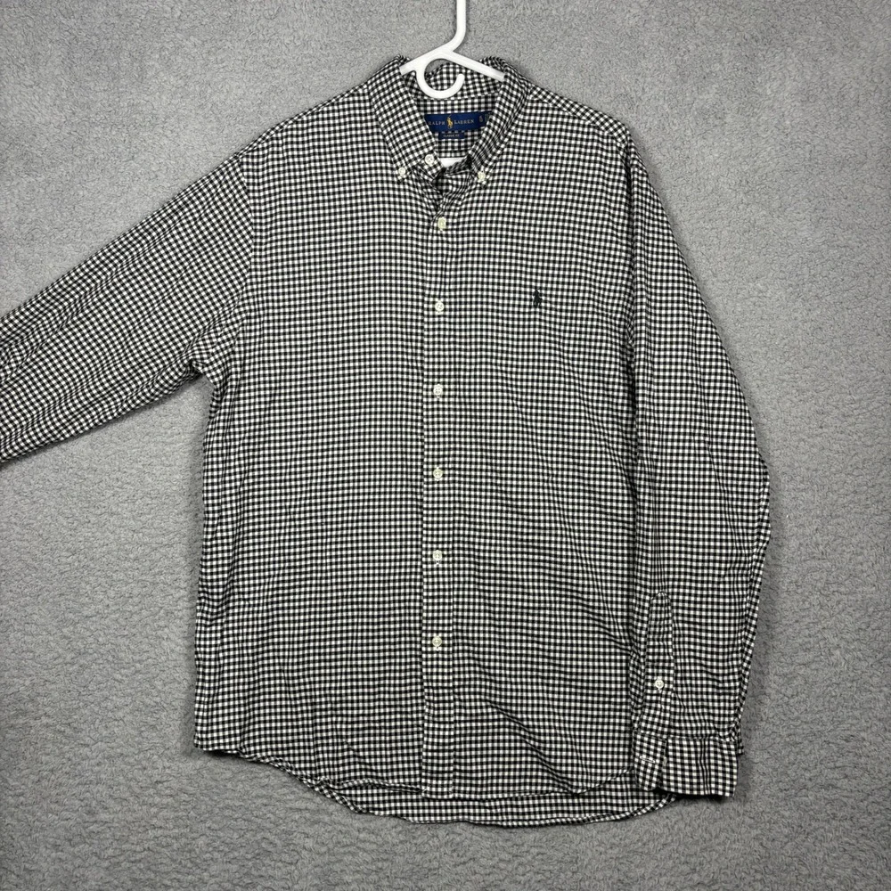Polo Ralph Lauren Mens XL Classic Fit Gingham Check Button Down Shirt Black